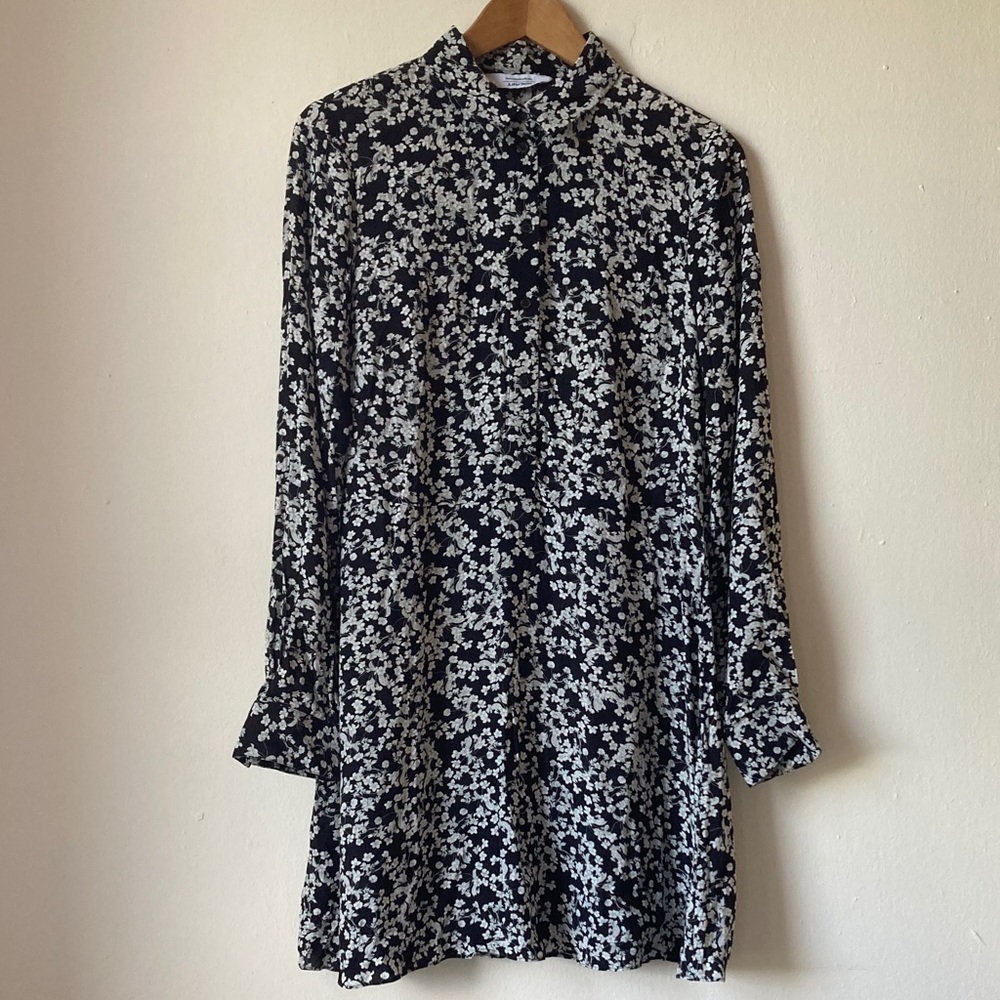 & Other Stories Black and White Floral Shirt Dress Size 10 - Picture 2 of 16